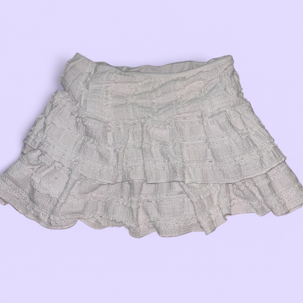 White Ruffled Mini Skirt
